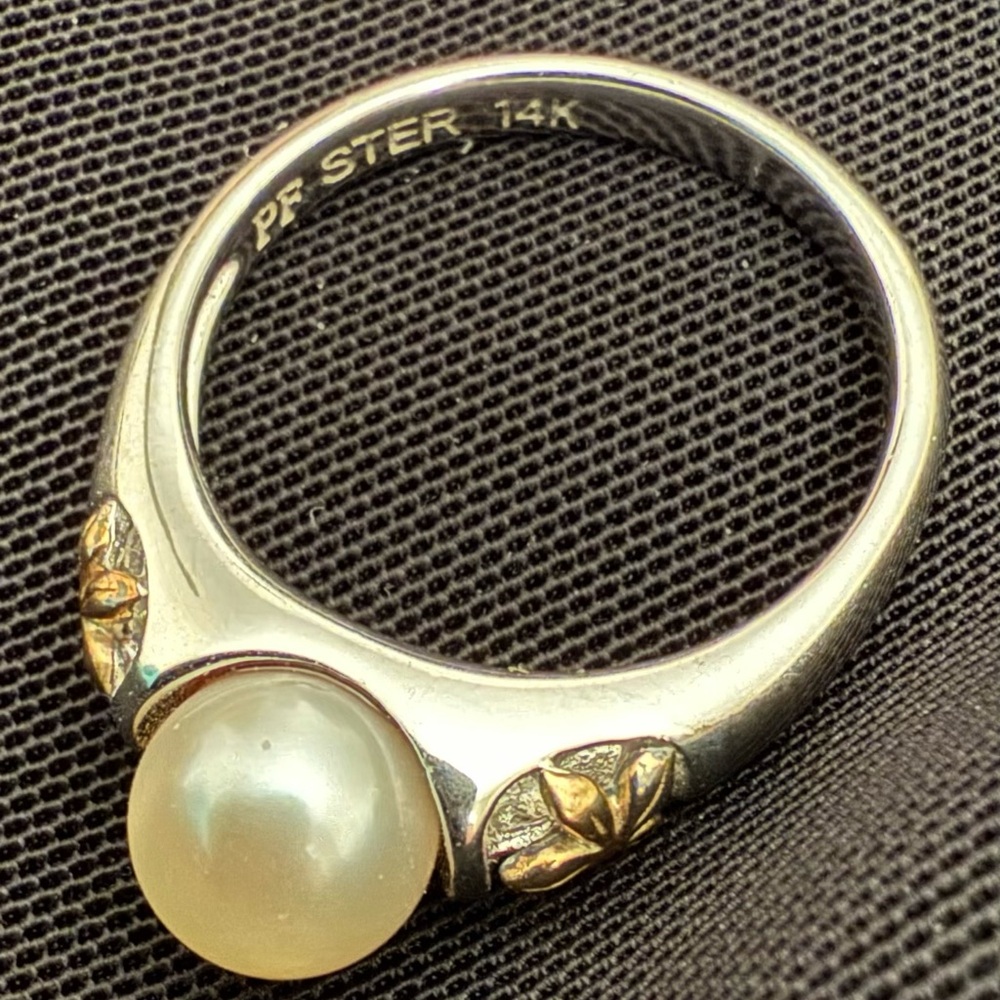 Sterling Silver and Gold Pearl Ring